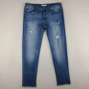 KanCan Jeans Womens 15 / 31 Blue Skinny‎ Fray Light Wash Distress Denim